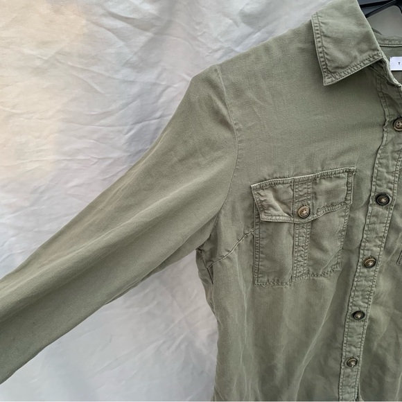 Topshop Green Button Down Shirt Lagenlook Granola Hiking Outdoor Sz 8 - Picture 4 of 7